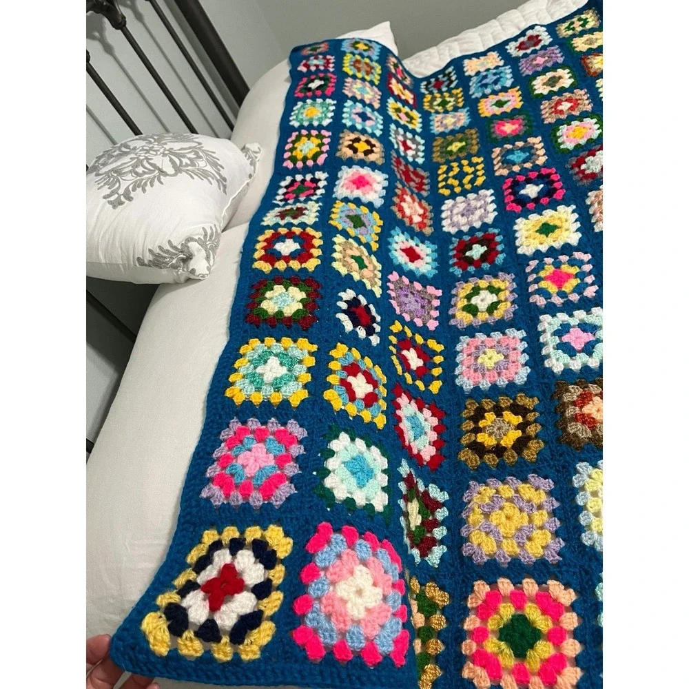 Crochet Granny Square Multicolor Throw